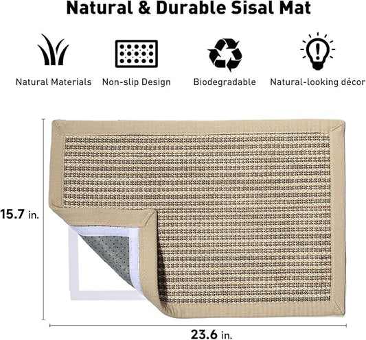 FUKUMARU Cat Scratcher Mat, 23.6 X 15.7 Inch Natural Sisal Cat Scratch Mats - Image 2