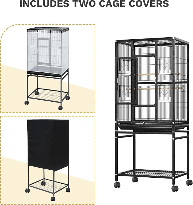 DWVO 53.9-Inch Metal Bird Cage: Large Parrot Cages - Image 2