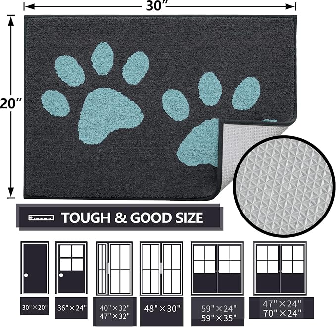 Buganda Dog Door Mat for Muddy Paws, Absorbent Dirt Trapper Washable Indoor - Image 2