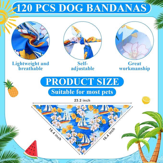 Sanwuta 120 Pcs Bandanas for Dogs Bulk Summer Triangle Dog Bandana Washable Pet - Image 2