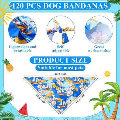 Sanwuta 120 Pcs Bandanas for Dogs Bulk Summer Triangle Dog Bandana Washable Pet - Image 2