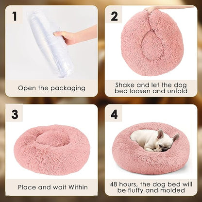 28in Large Dog Bed, Medium Size Dog and Cats, Calming Donut Bed - Image 6