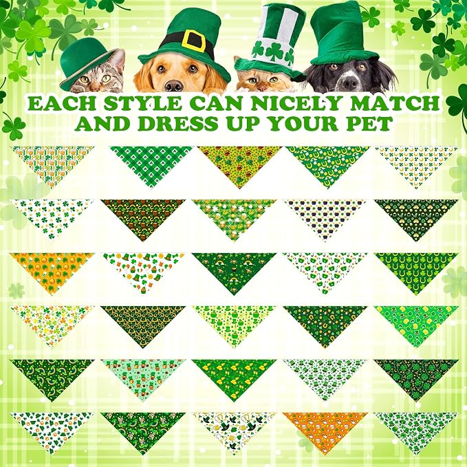 Youyole 120 Pcs Dog St. Patrick's Day Bandana Bulks Shamrocks Dog Bandanas - Image 3