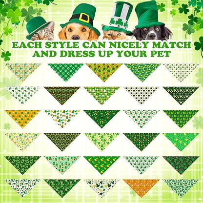 Youyole 120 Pcs Dog St. Patrick's Day Bandana Bulks Shamrocks Dog Bandanas - Image 3