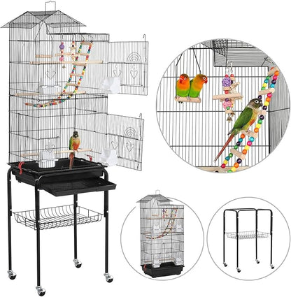 Yaheetech Bird Cage 64'' Medium Small Parrot Parakeet Bird Cages - Image 5