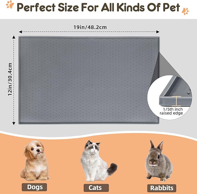 Dog Cat Food Mat for Food and Water Silicone Pet Feeding Mat Water Bowl Dish - Image 2