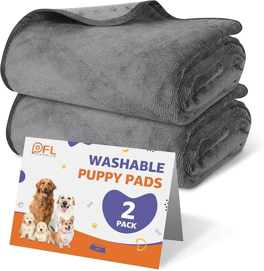 Washable Dog Pee Pads 36x36 2Pack Reusable Puppy Pads, Absorb Dog Mats Non-Slip by PICKFORLIFE
