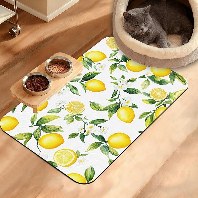 Lemon Feeding Mat, Non-Slip Rubber Backing Mat, Cat Dog Accessories Supplies by Unknown