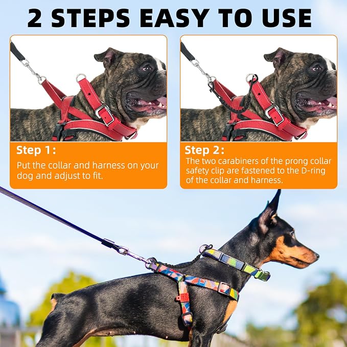 YUEPET 2 Pack Handmade Weaved Dog Collar Safety Clip Heavy Duty Double Ended - Image 5