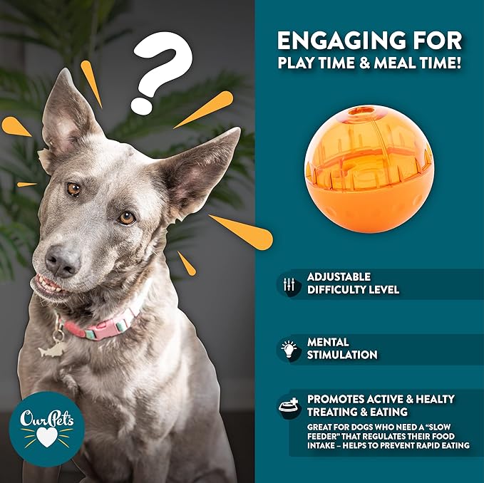 OurPet's IQ Treat Ball Interactive Food Dispensing Dog Toy - Image 3