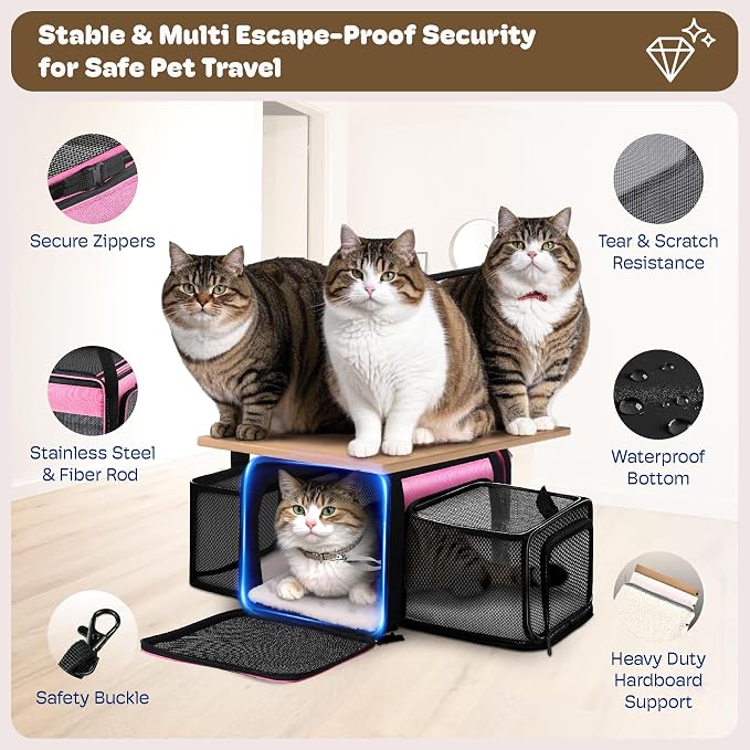 Top and 2 Sides Expandable Pet Carrier 17x11x9.5, TSA Airline Approved Small - Image 5