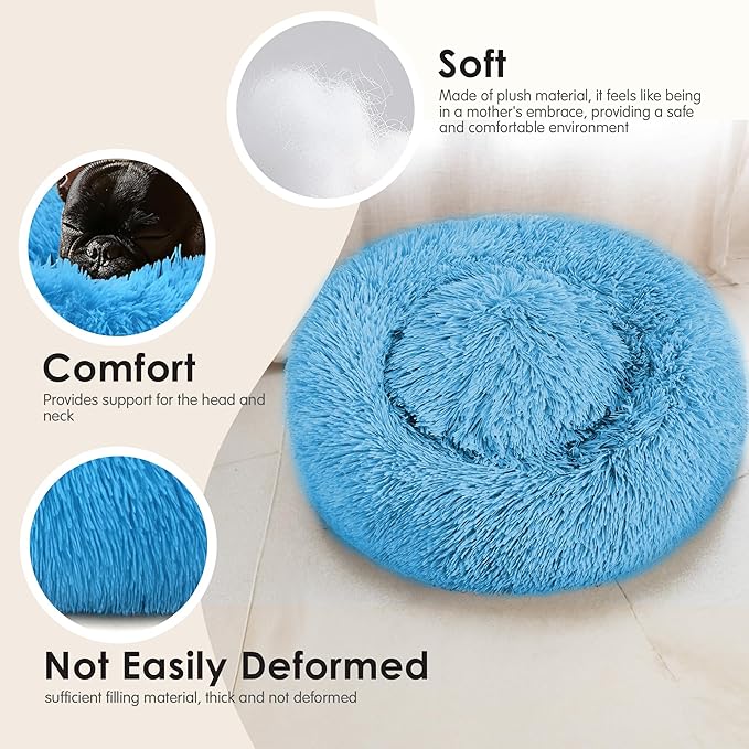 28in Large Dog Bed, Medium Size Dog and Cats, Calming Donut Bed - Image 4