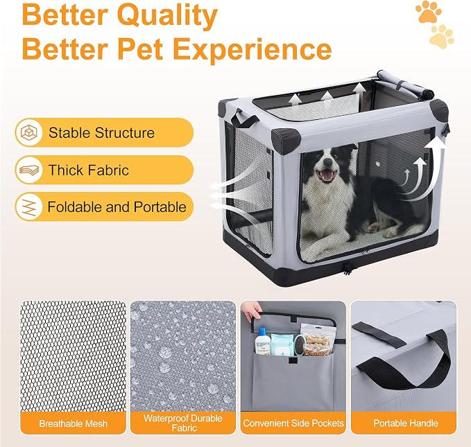 Dog Travel Crate 24 Inch, Portable Soft-Sided Travel Carriers - Image 5