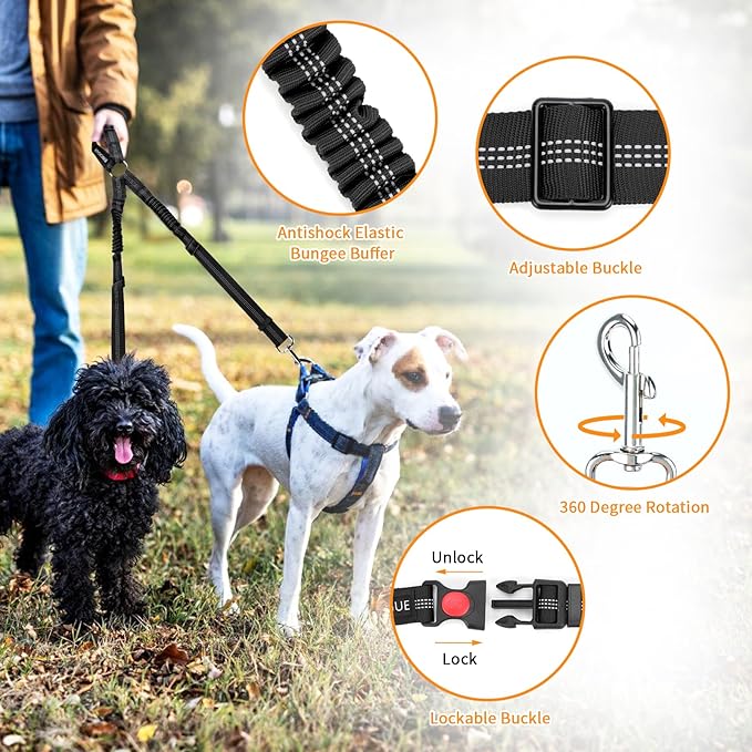 BWOGUE Double Dog Cat Seat Belts, Car Headrest Restraint Adjustable Travel Leash - Image 4