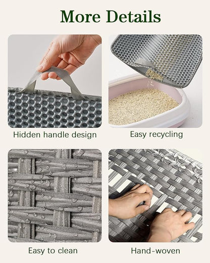 Cat Litter Box Enclosure Furniture, Handwoven Rattan Hidden Litter Box - Image 4