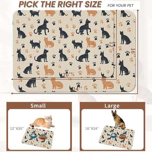 Cute Cat Paw Prints Dog Food Mat - Image 2