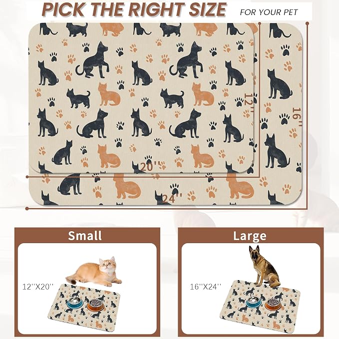Cute Cat Paw Prints Dog Food Mat - Image 2