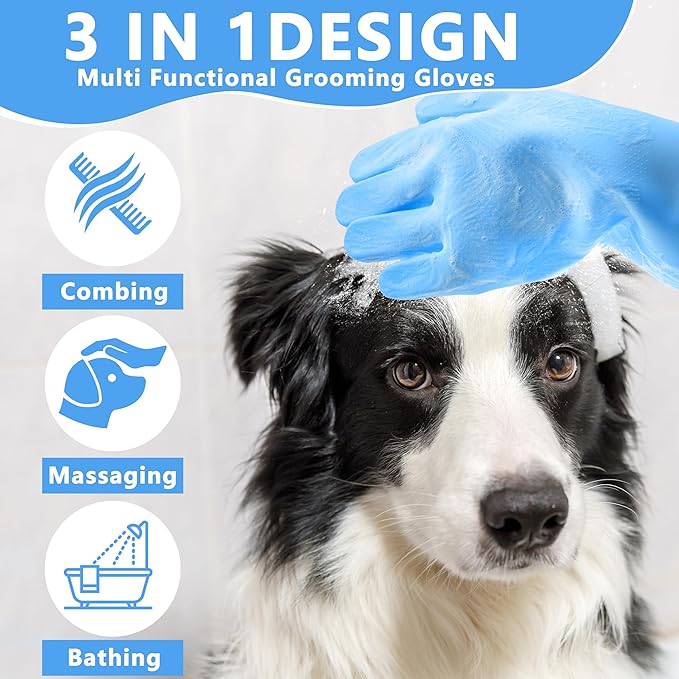 Pet Grooming Gloves—Heat Resistant Dog Washing Gloves - Image 3