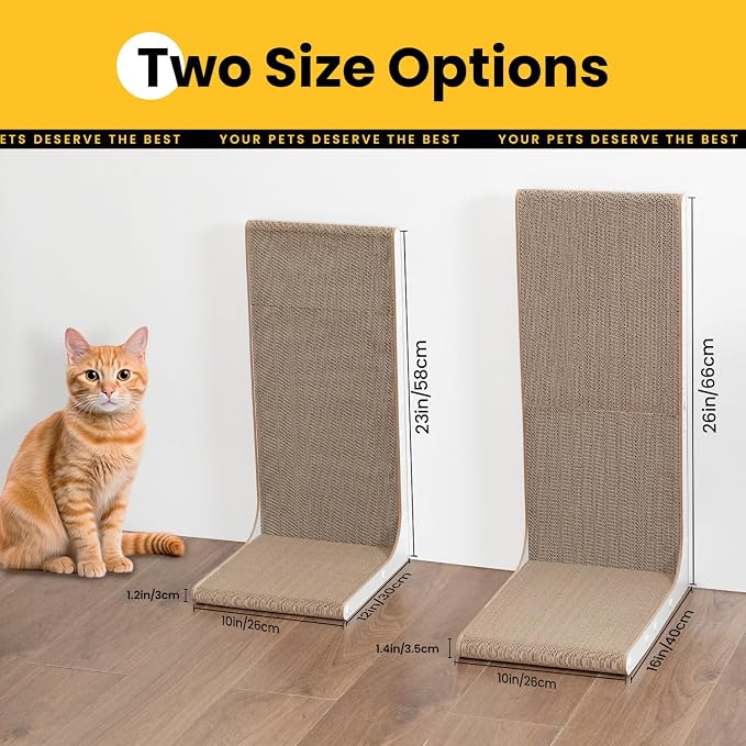 Cardboard Cat Scratcher, 23 Inch L Shape Scratch Pad Wall Mounted, Vertical - Image 2