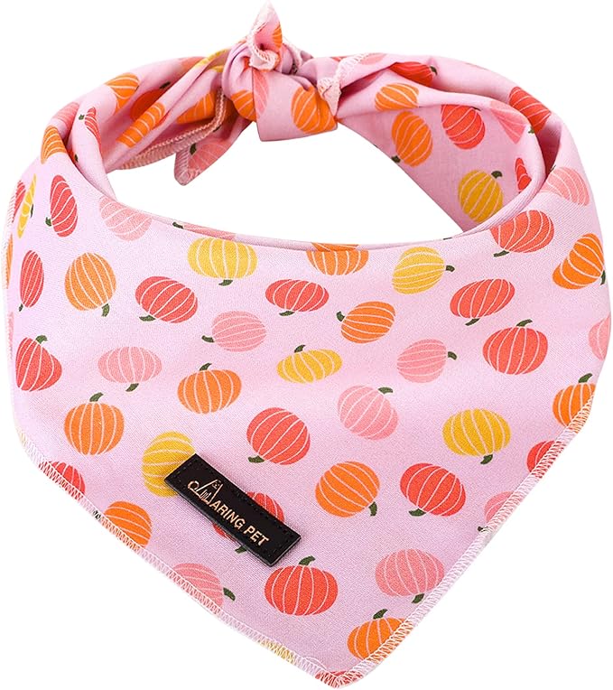 ARING PET Halloween Dog Bandanas, Cotton Pink Pumpkin Pet Bandanas Cute by ARINGPET