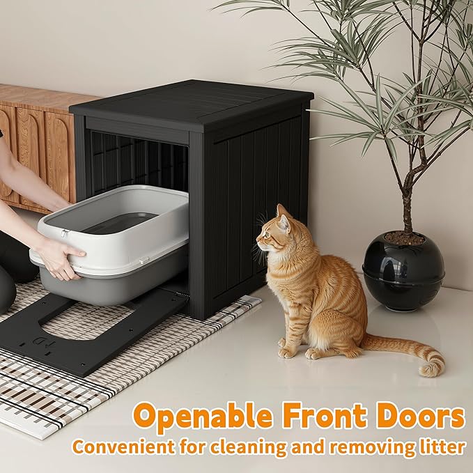Cat Litter Box Enclosure, Openable Front Door & Raised Floor - Image 7