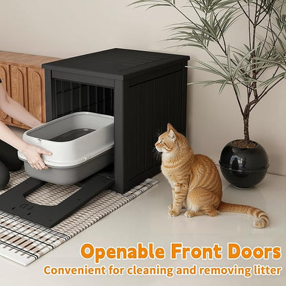 Cat Litter Box Enclosure, Openable Front Door & Raised Floor - Image 7