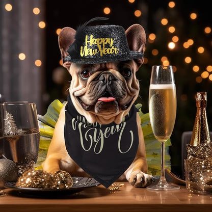 Suhine 3 Pcs Pet Happy New Year Costume Dog New Years Outfit Accessories - Image 6