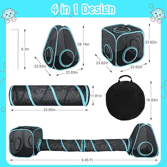 BWOGUE Outdoor Cat Enclosures for Indoor Cats, 4 in 1 Outdoor Cat Tent - Image 3