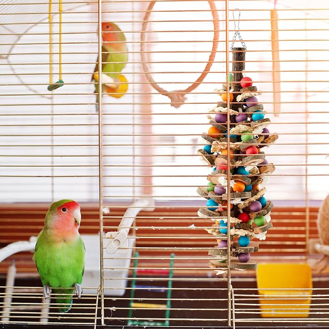 3 Pcs Extra Large Bird Parrot Toy Multicolored Natural Wooden Parrot Cage - Image 6