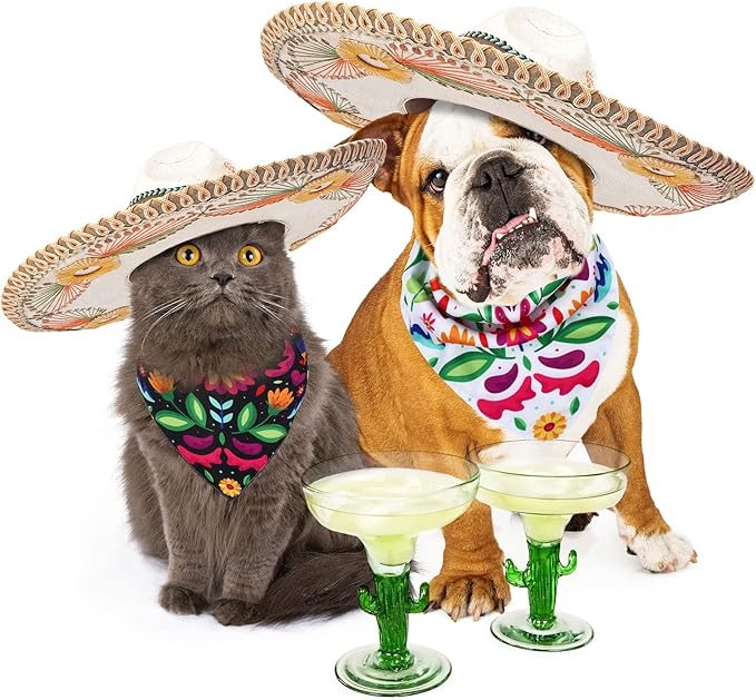 Whaline Mexican Dog Bandana Floral Dog Bandana Cinco De Mayo Fiesta Pet Scarf - Image 4