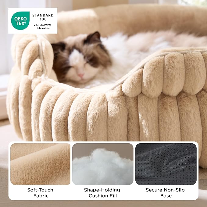 Bedsure ComfyFleece™ Cat Bed, Washable Round Cute Cat Beds - Image 3