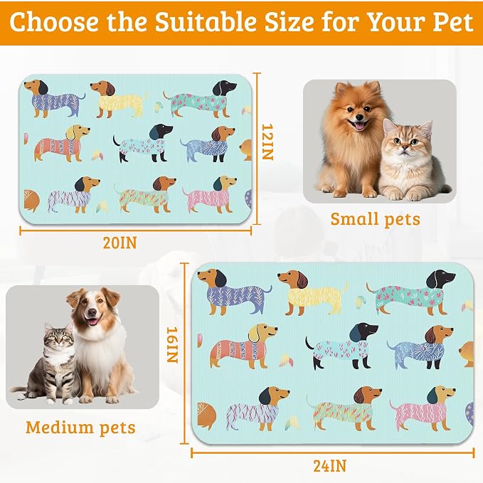 Dachshund Dog Cat Food Mat, Absorbent Waterproof Placemat - Image 6
