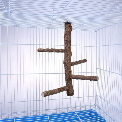 Bird Perch Stand Toy, Natural Wood Parrot Perch Bird Cage Branch Perch - Image 3