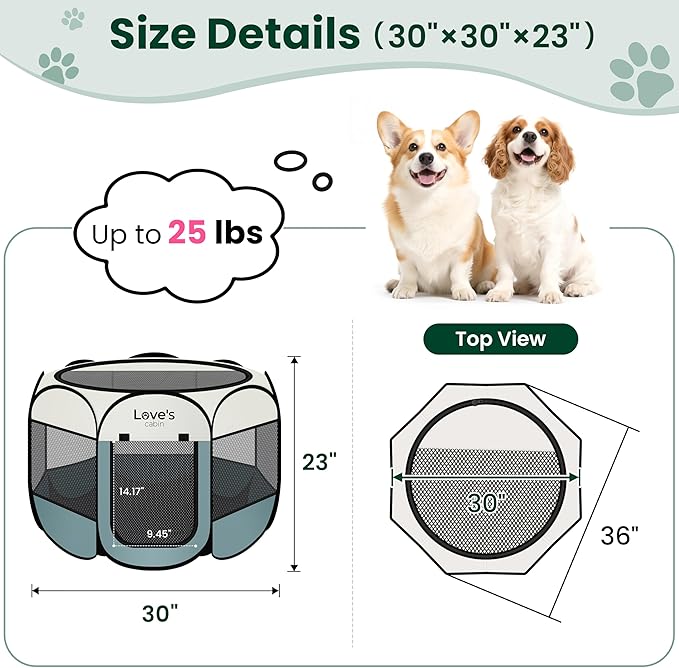 Love's cabin Pet Puppy Dog Playpen, Medium Dog Tent Crates Cage Indoor/Outdoor - Image 3