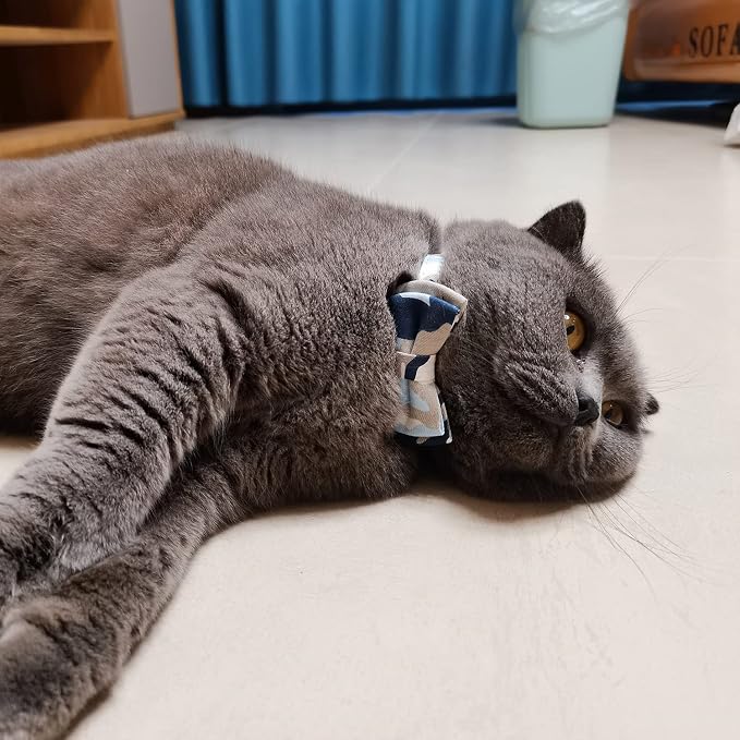 Cat Collar Breakaway with Bell and Bow Tie, Plaid Design Adjustable Safety - Image 4