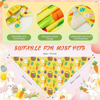 Abbylike 50 Pcs Easter Dog Bandanas Bulk Bunny Egg Carrot Bandanas - Image 3