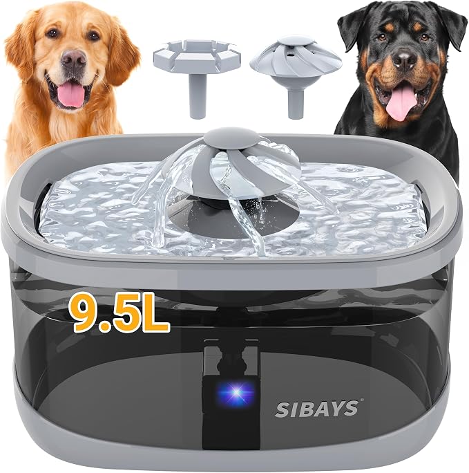 SIBAYS 9.5L Dog Water Fountain for Large Dogs, 2.5Gal Large Capacity Pet Water by SIBAYS
