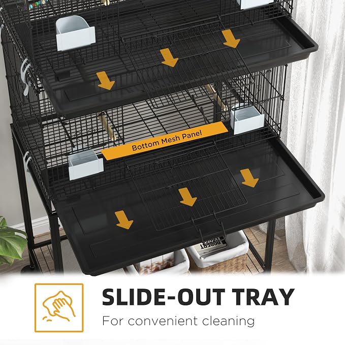 PawHut Double Stackable Bird Cage - Image 3