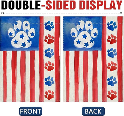 Dyrenson 4th of July Dog Cat Paw Prints Decorative Garden Flag, Patriotic - Image 3