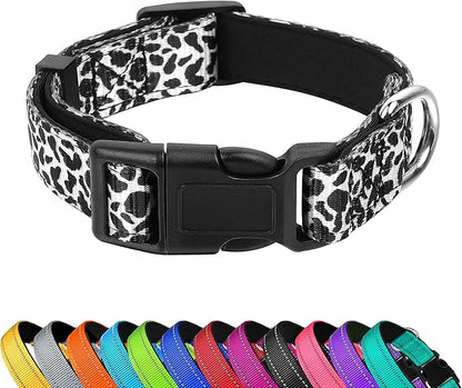 Reflective Dog Collar, Adjustable Soft Neoprene Padded Nylon Pet Collars by PWOD