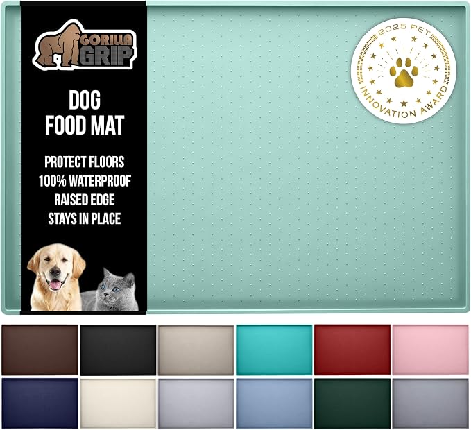 GORILLA GRIP 100% Waterproof Raised Edge BPA Free Silicone Pet Feeding Mat by GorillaGrip