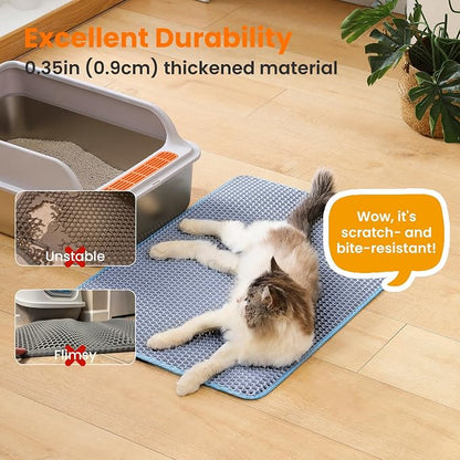 Extra Large Cat Litter Mat, 30x22 Inches Honeycomb Double Layer Cat Litter - Image 6