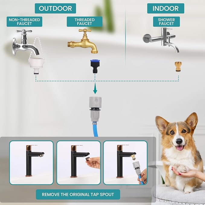 Belle Vous Dog Bath Hose Sprayer and Scrubber Attachment - Image 5