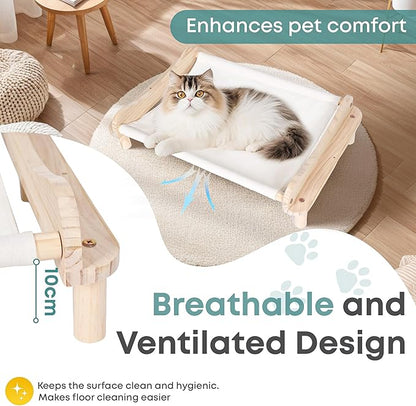 Elevated Wooden Cat Bed – 24"x15.7"x5.9" Breathable Hammock Pet Bed - Image 4