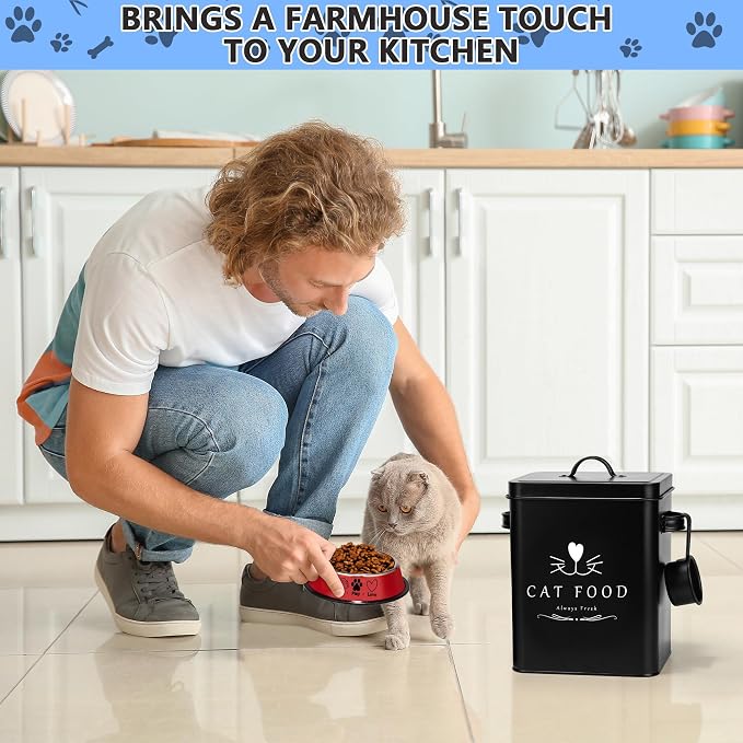 Meraki Home Farmhouse Cat Food and Treats Containers + Feed Scoop + Pet Food - Image 6