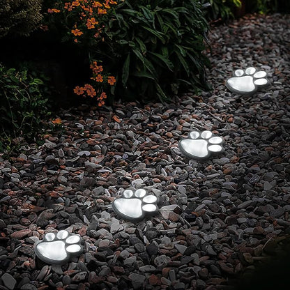 Animal Paw Print Solar Lights Outdoor Garden Decor, 4 Pack Paw Print Lights - Image 5