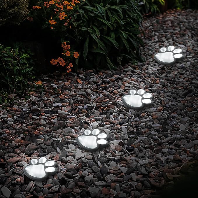 Animal Paw Print Solar Lights Outdoor Garden Decor, 8 Pack Paw Print Lights - Image 7