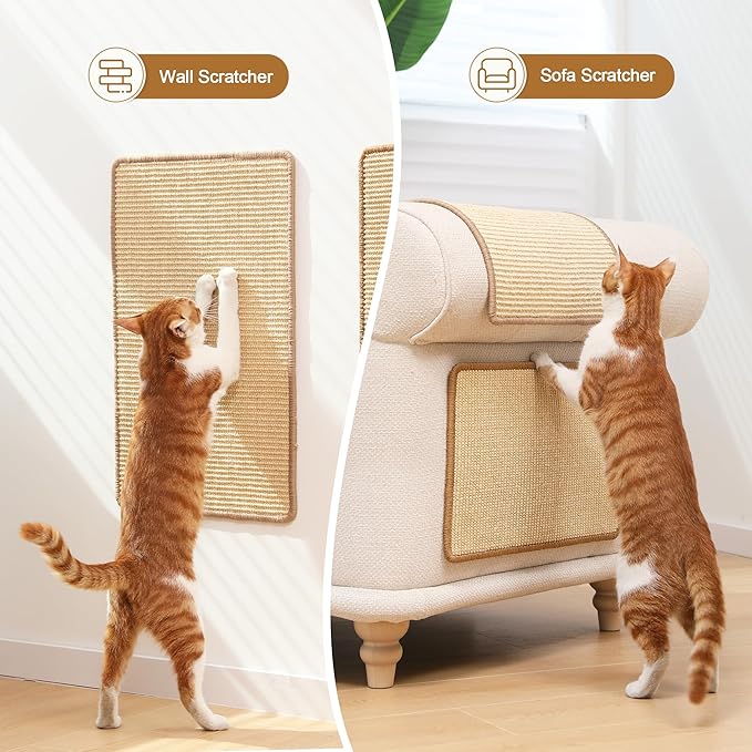 FUKUMARU 2 Packs Cat Scratching Mat, 23.6 x 15.7 Inch Natural Sisal Cat Scratch - Image 4
