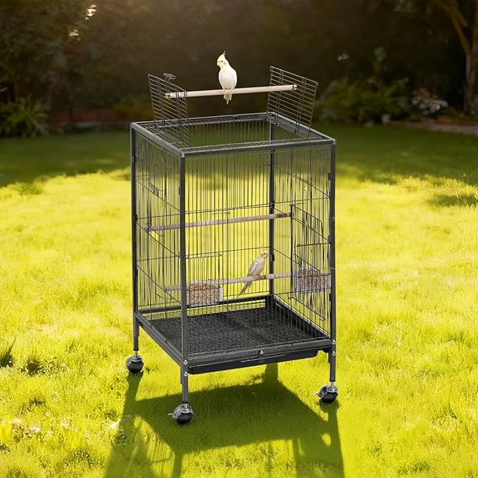 VEVOR Bird Cage, Open Flat Top, Wrought Iron Bird Flight Cage - Image 8