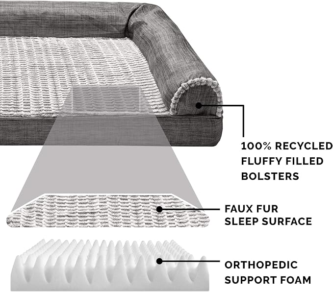 Furhaven Orthopedic Dog Bed for Medium/Small Dogs w/ Removable Bolsters & - Image 4